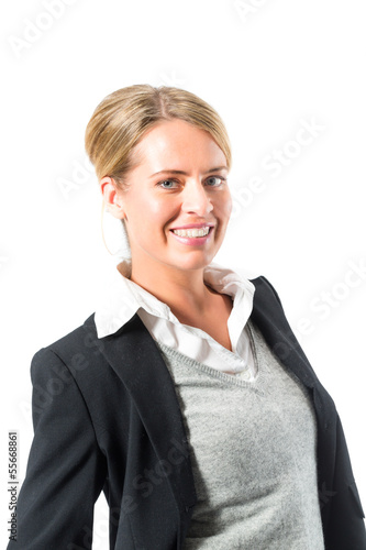 Photo: Young woman with white background Young woman with white background