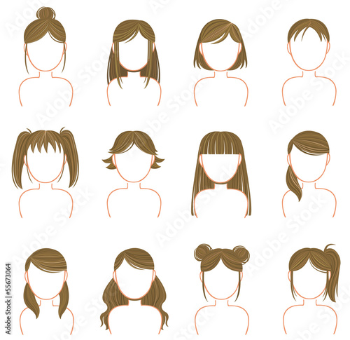 Vector: Gold hairstyle icon collection set Gold hairstyle icon collection set