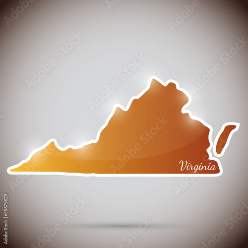 Vector: vintage sticker in form of Virginia state, USA vintage sticker in form of Virginia state, USA