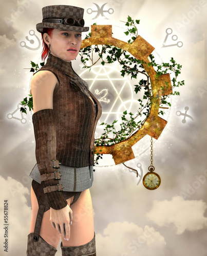 Illustration: Steampunk Frau mit Strapse Steampunk Frau mit Strapse