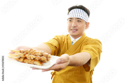 Photo: 笑顔の焼き鳥屋の主人 笑顔の焼き鳥屋の主人