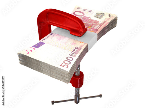 Photo: Clamped Euro Notes Clamped Euro Notes
