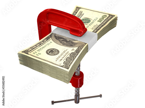 Photo: Clamped American Dollar Notes Clamped American Dollar Notes