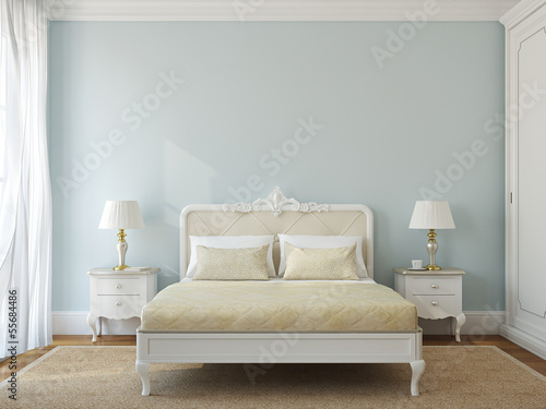 Illustration: Classic bedroom interior. Classic bedroom interior.