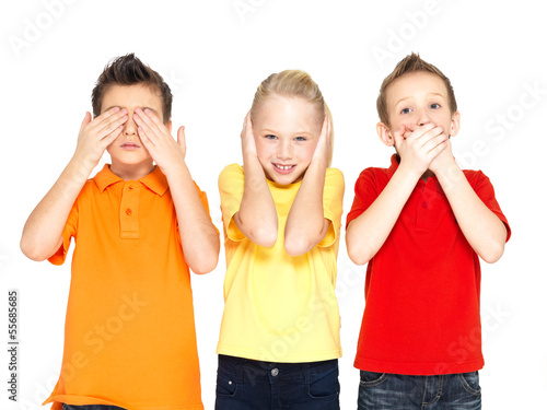 Photo: happy children doing "See Nothing, Hear Nothing, Say Nothing... happy children doing "See Nothing, Hear Nothing, Say Nothing...
