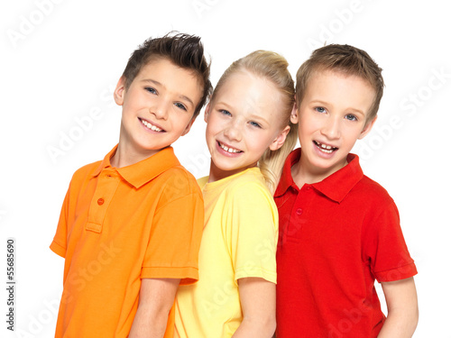 Photo: Portrait of the happy children isolated on white Portrait of the happy children isolated on white