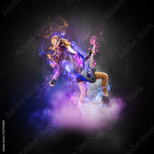 Photo: Rock passionate girl with black wings Rock passionate girl with black wings