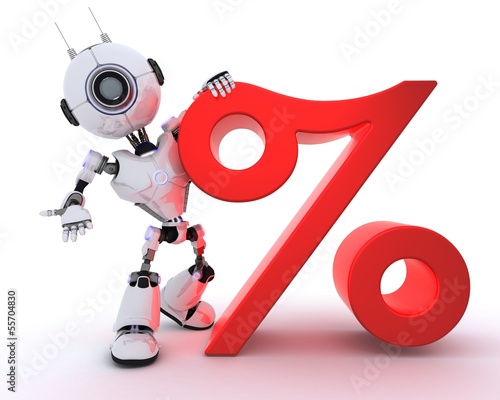 Illustration: Robot with percentage symbol Robot with percentage symbol