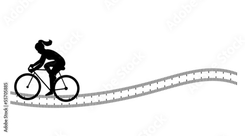 Vector: Silhouette background with female cycling Silhouette background with female cycling