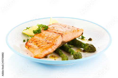 Photo: Roasted salmon and vegetables Roasted salmon and vegetables