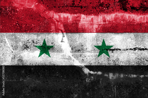 Photo: Syria Flag painted on grunge wall Syria Flag painted on grunge wall