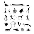 Set of 20 animals, black silhouette for your design Set of 20 animals, black silhouette for your design