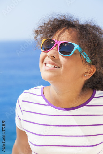 Photo: Mixed Race African American Girl Child Sunshine Sunglasses Mixed Race African American Girl Child Sunshine Sunglasses