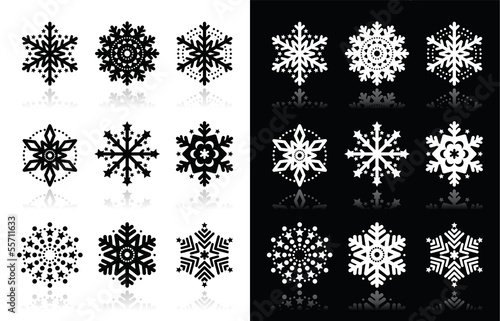 Vector: Christmas or winter Snowflakes vector icons Christmas or winter Snowflakes vector icons