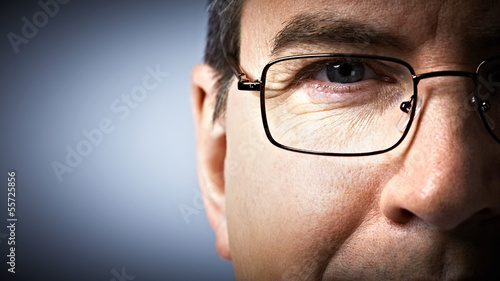 Photo: Eye with glasses. Eye with glasses.