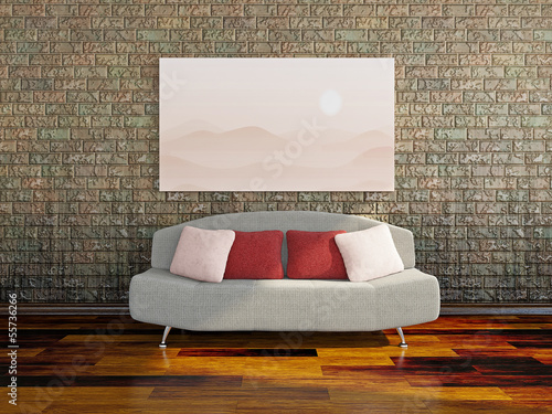 Illustration: Sofa near a dirty wall Sofa near a dirty wall