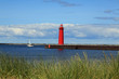 Red lighthouse in Muskegon, Michigan, USA Red lighthouse in Muskegon, Michigan, USA