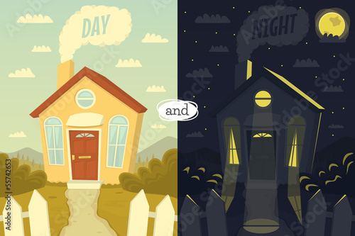 Vector: Day and hight. Vector illustration. Day and hight. Vector illustration.