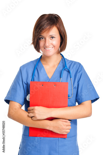 Photo: Smiling nurse isolated on white Smiling nurse isolated on white