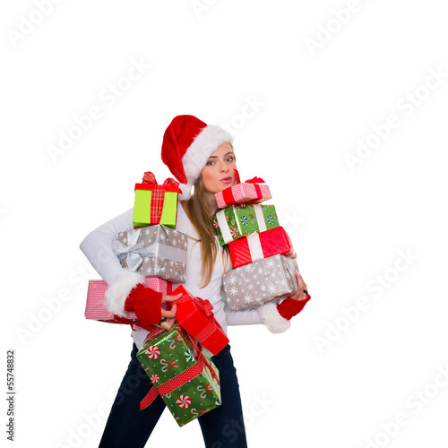 Photo: frau mit geschenken frau mit geschenken