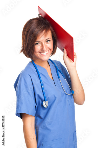 Photo: Smiling nurse isolated on white Smiling nurse isolated on white