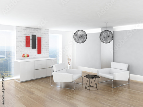 Illustration: Beautiful light living room interior with nice furniture Beautiful light living room interior with nice furniture