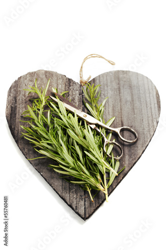 Photo: Fresh spices on heart shaped cutting board Fresh spices on heart shaped cutting board