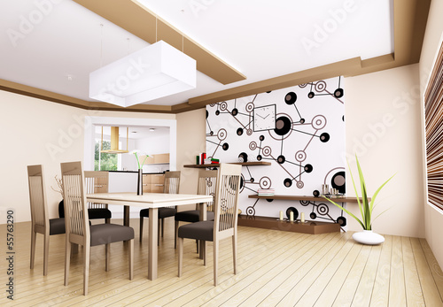 Illustration: Interior of modern dining room Interior of modern dining room