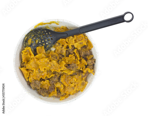 Photo: Leftover pasta and hamburger with cheese Leftover pasta and hamburger with cheese