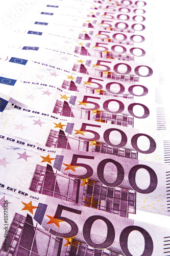 Photo: Fünfhundert Euro-Banknoten, Nahaufnahme Fünfhundert Euro-Banknoten, Nahaufnahme