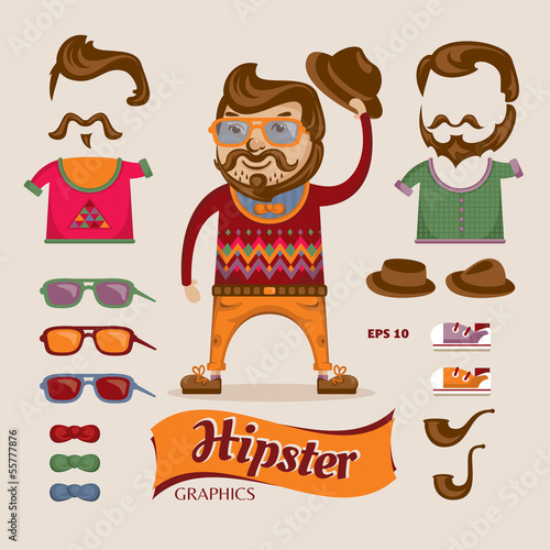 Vector: Hipster handsome man with hipster accessories Hipster handsome man with hipster accessories