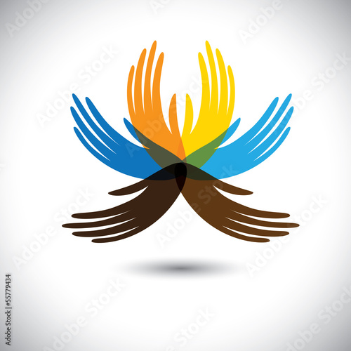 Vector: abstract beautiful flower with petals as colorful hands- vector abstract beautiful flower with petals as colorful hands- vector