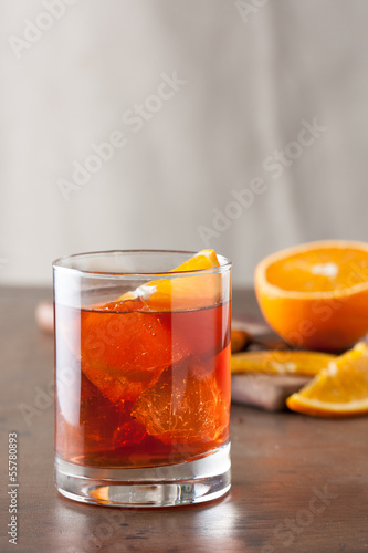 Photo: Classic americano cocktail on wooden table Classic americano cocktail on wooden table