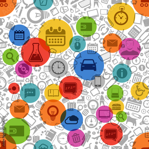 Vector: Seamless background of different web icons Seamless background of different web icons