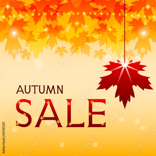 Vector: Autumn sale background with maple leaves. Fall discount. Autumn sale background with maple leaves. Fall discount.