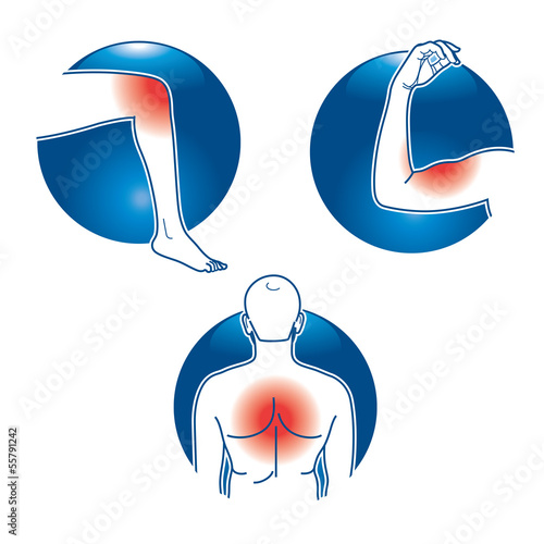 Vector: Body Parts Injury pain health hand foot leg back head Body Parts Injury pain health hand foot leg back head
