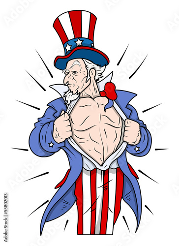 Vector: Superhero Uncle Sam Showing Chest - 4th of July Vector Illustrat Superhero Uncle Sam Showing Chest - 4th of July Vector Illustrat