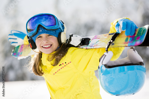 Photo: Skiing, skier, winter - portrait of happy young skier Skiing, skier, winter - portrait of happy young skier