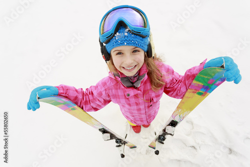 Photo: Skiing, skier, winter - portrait of happy young skier Skiing, skier, winter - portrait of happy young skier