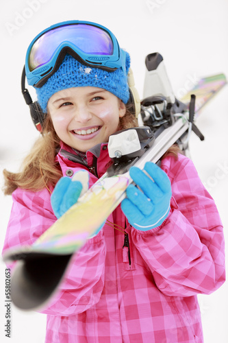 Photo: Skiing, skier, winter - portrait of happy young skier Skiing, skier, winter - portrait of happy young skier