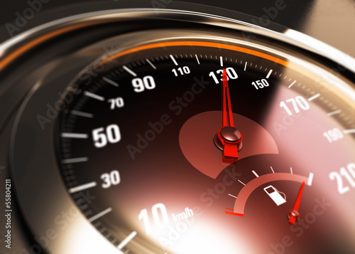 Illustration: One Hundred Thirty, 130 Km per Hour, Car Speed Concept One Hundred Thirty, 130 Km per Hour, Car Speed Concept