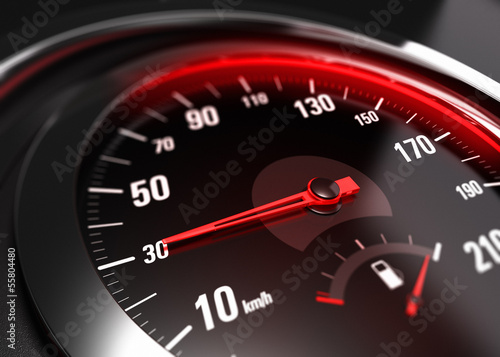 Illustration: Reducing Speed Safe Driving Concept - 30 Km h Reducing Speed Safe Driving Concept - 30 Km h