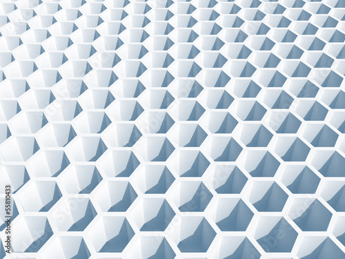 Illustration: Light blue honeycomb surface. 3d illustration Light blue honeycomb surface. 3d illustration