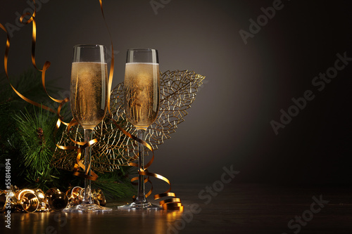 Photo: Glasses of champagne at new year party Glasses of champagne at new year party