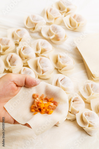 Photo: Wrapping of Chinese dumpling Wrapping of Chinese dumpling
