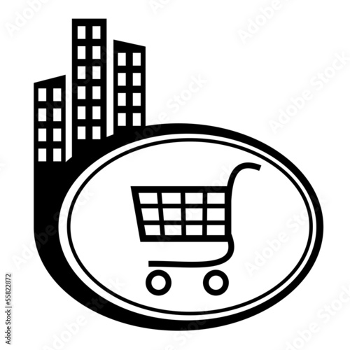 Vector: Shopping trolley - vector icon isolated. Black city pointer Shopping trolley - vector icon isolated. Black city pointer