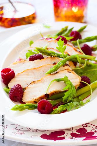Photo: chicken and raspberry salad chicken and raspberry salad