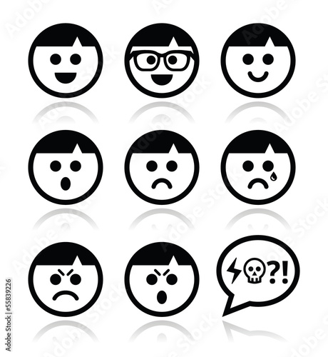 Vector: Smiley faces, avatar vector icons set Smiley faces, avatar vector icons set