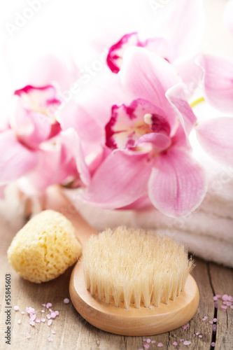 Photo: spa and bath set with orchid flower spa and bath set with orchid flower