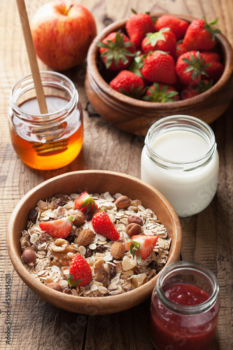 Photo: healthy breakfast with muesli and berry healthy breakfast with muesli and berry